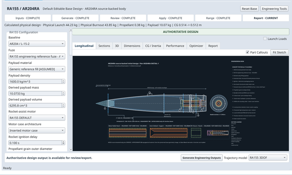 BallisticWorkbench RA155 authoritative engineering design