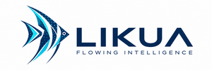 LIKUA horizontal mesh angelfish logo — Flowing Intelligence